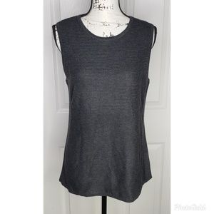 Dana Buchman Dark Gray Sleeveless Knit Ribbed Long Top Size Large